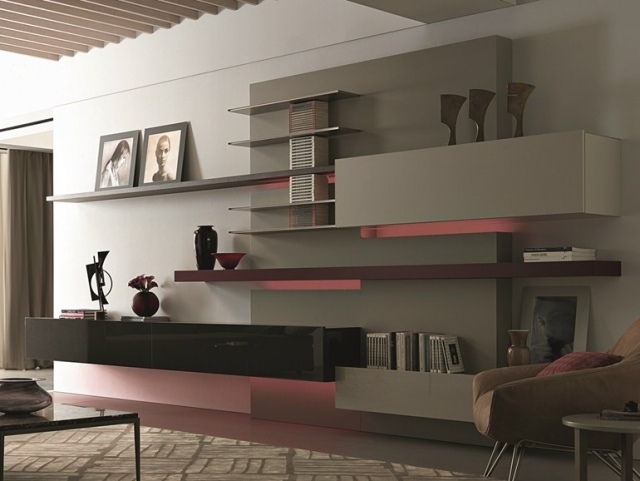 meuble-salon-tendance-2015-couleur-marsala-éclairage-LED-Tao10-Misuraemme