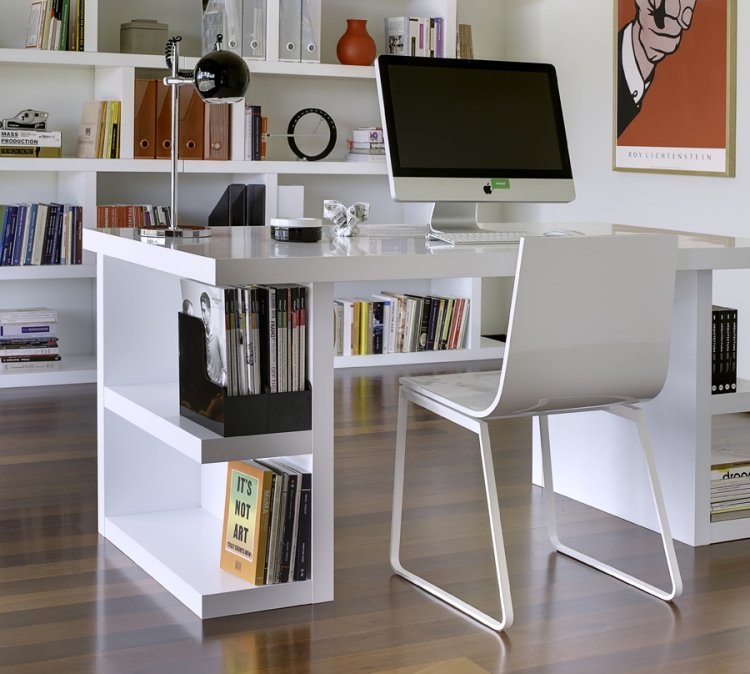 meubles de bureau maison blancs-étagères-rangement