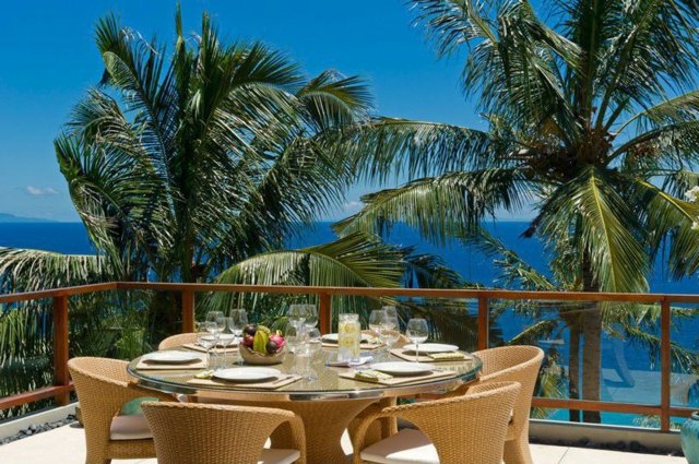 meubles de jardin tressés-table-ronde-palmiers-exotiques