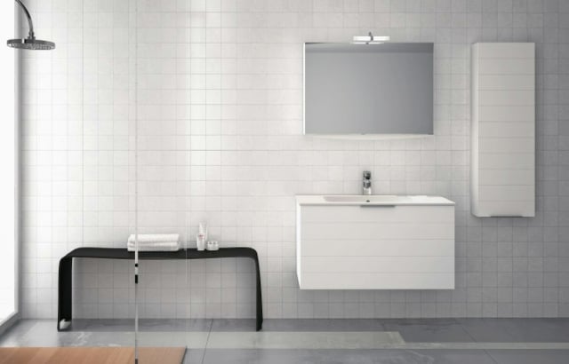 meubles salle de bains blancs-style-minimaliste-banc-noir