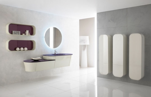 meubles salle de bains coins-arrondis-blanc-aubergine