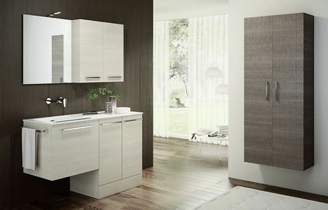 meubles salle de bains modernes blanc-gris-design-élégant