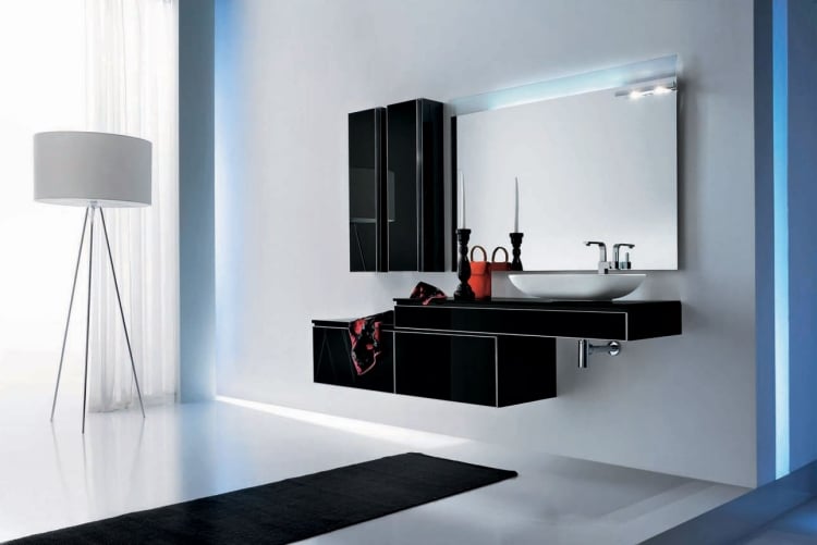 meubles salle de bains modernes noir brillant
