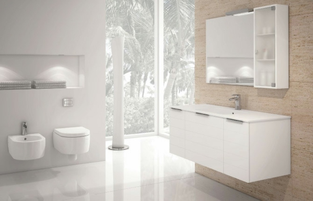 meubles salle de bains saniraire-suspendus-blanc
