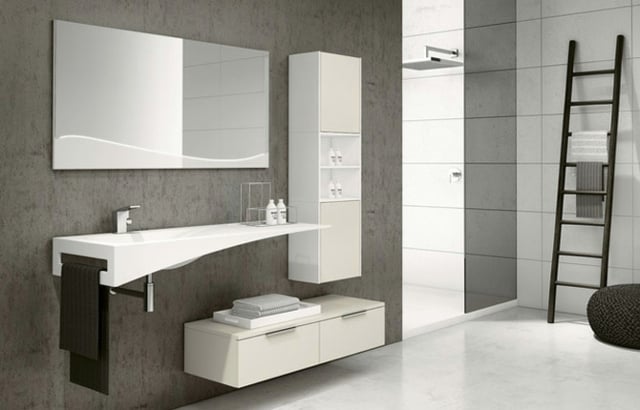 meubles salle de bains suspendus-blancs-vasque-plan-travail