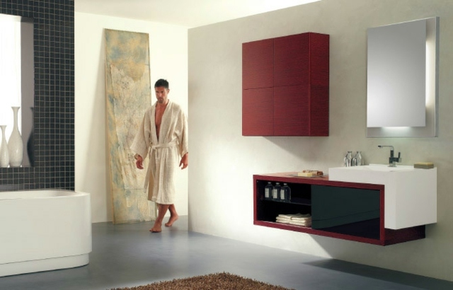 meubles-salle-bains-suspendus-rouge-pourpre-blanc-noir