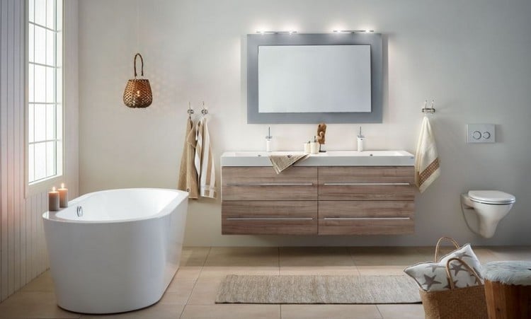 meubles salle de bains -bois-massif-sanitaire-blanc