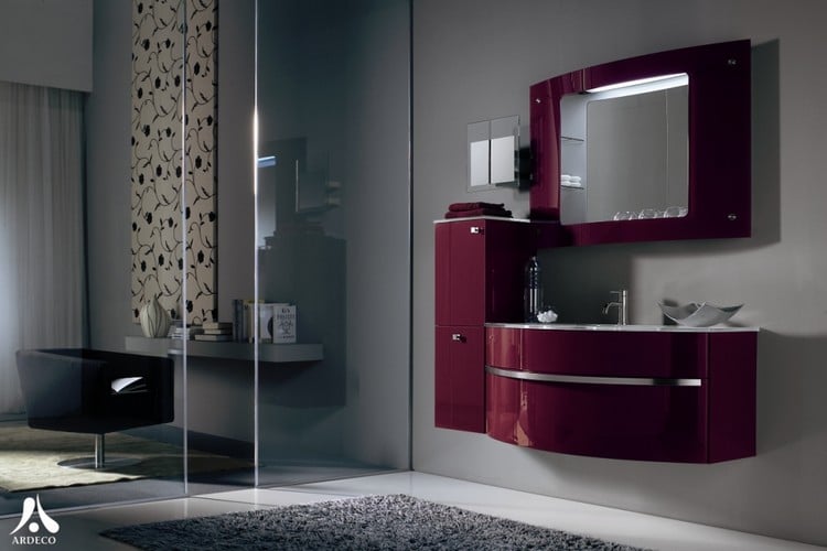 meubles salle de bains -colonne-armoire-miroir-bordeaux