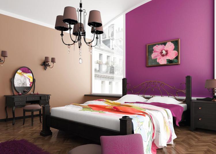 peinture murale couleur-violette-deco-tableau-fleurs