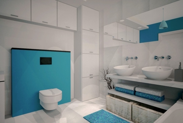 peinture-salle-bain-blanc-bleu-clair peinture pour salle de bain