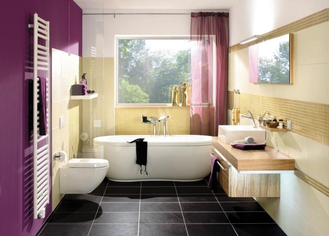 peinture-salle-bain-lilas-beige-clair peinture pour salle de bain
