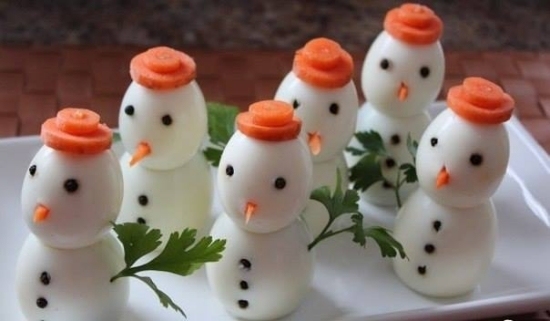 recettes aux œufs durs Pâques-bonhommes-neige-enfants