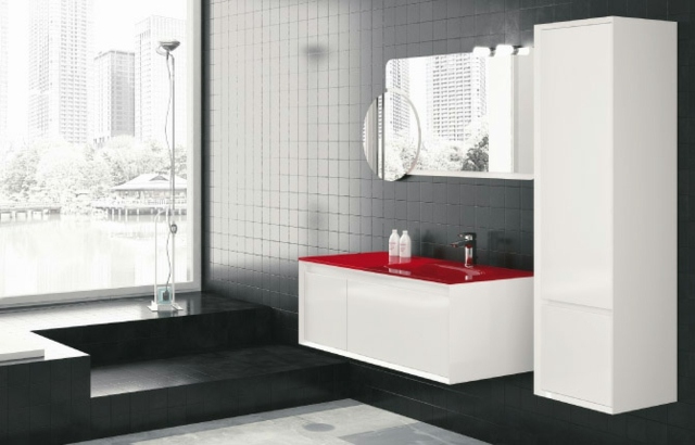 salle-bains-minimaliste-meubles-suspendus-blanc-rouge