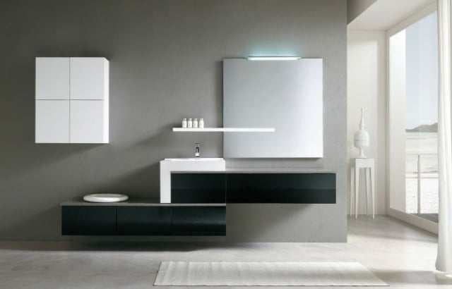 salle-bains-minimaliste-meubles-suspendus-noir-blanc
