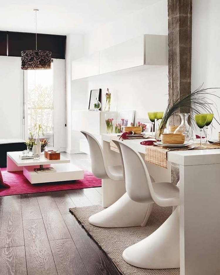 salle-manger-design-table-blanche-chaises salle à manger design