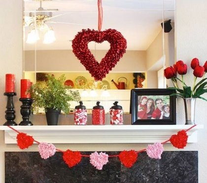 Saint-Valentin-coeur-suspendu-guirlande-cadre-bougie