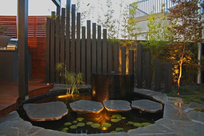 aménagement jardin terrasse-nenuphares-pas-japonais