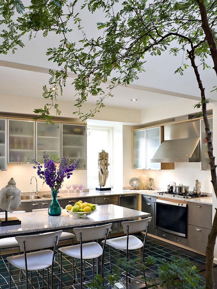 appartement New York aménagement cuisine-moderne-touche-orientale