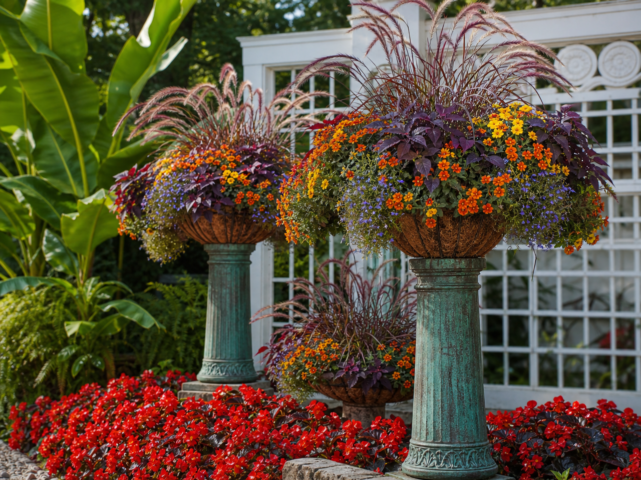 bacs-fleurs-colonnes-arrangements bacs à fleurs