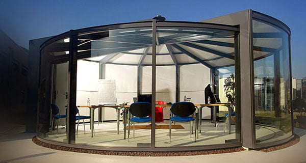 baie-vitrée terrasse véranda forme ronde