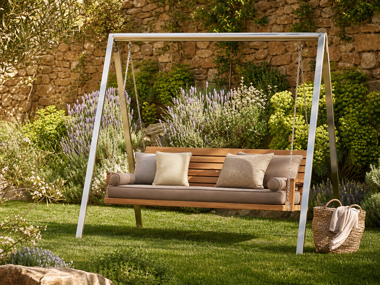 balancelle de jardin teck alu design moderne Home-Swing-Viteo