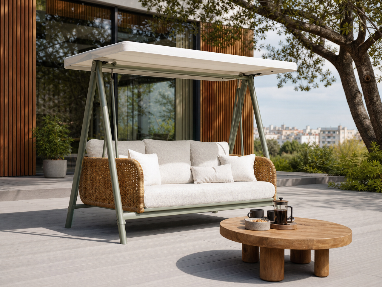balancelle de jardin résine tressée aluminium Carpa