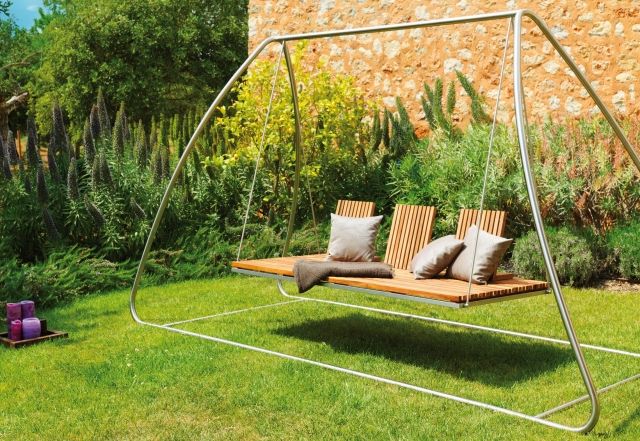 balancelle de jardin teck alu design moderne Home-Swing-Viteo