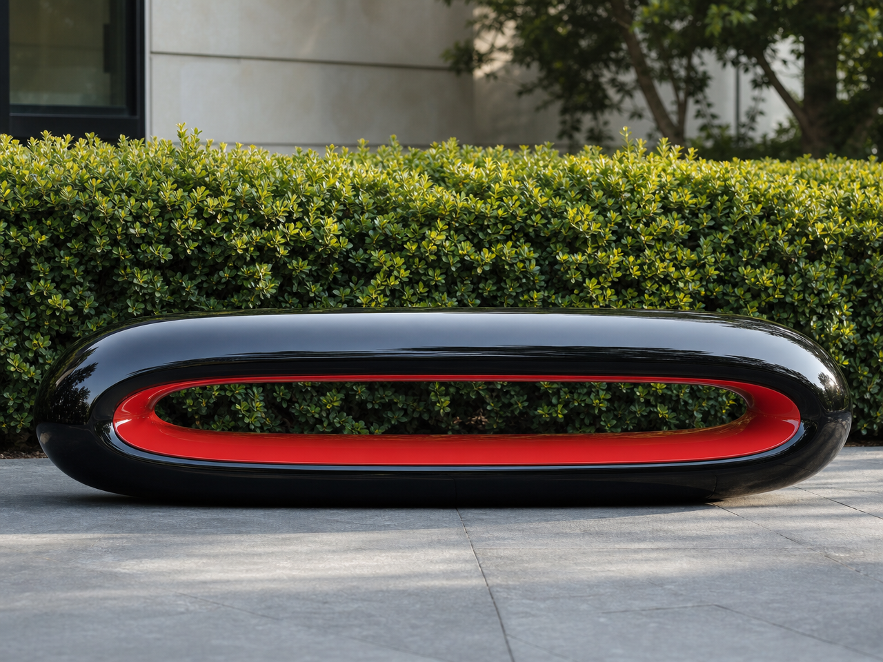 banc de jardin design rouge-noir-polypropylen-LOOP-Serralunga
