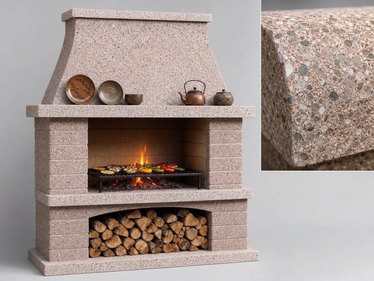 barbecue-exterieur-Palazzetti-marbre-concassé-rouge-blanc