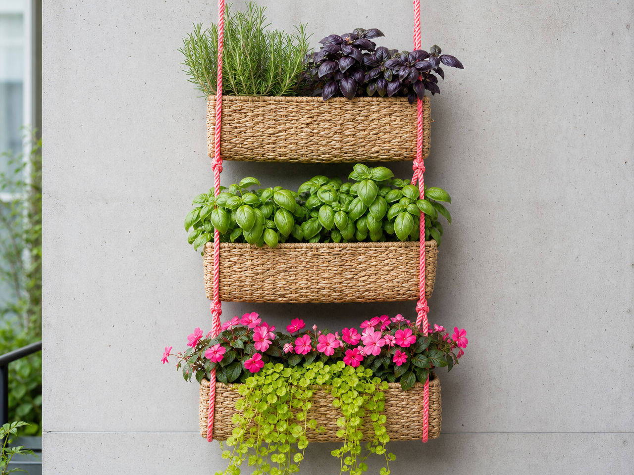 brico-jardin-pot-fleurs-paniers-tressés-corde brico jardin