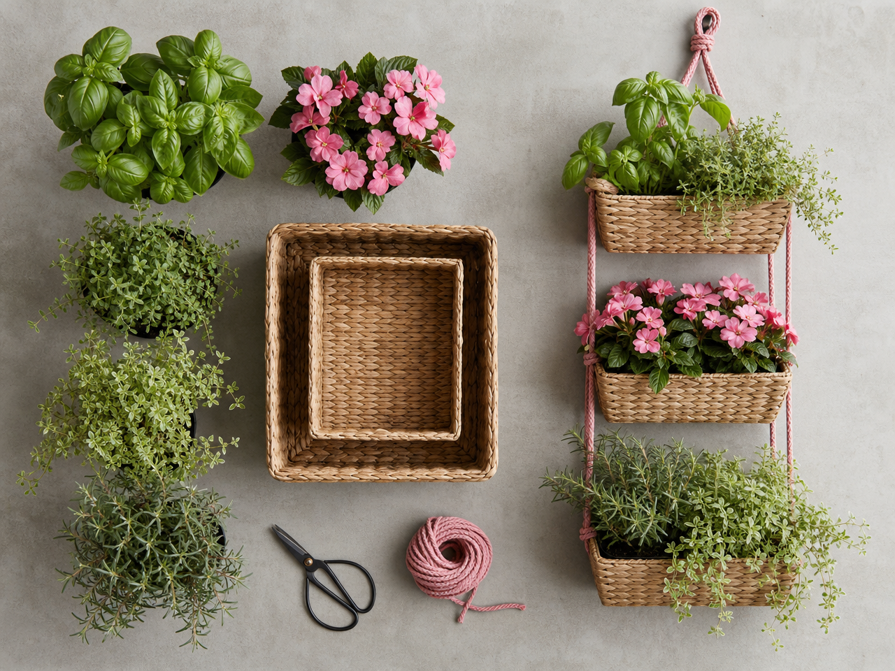 brico-jardin-pot-fleurs-paniers-rectangulaires-fleurs brico jardin