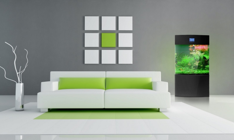 canapé design droit-vert-blanc