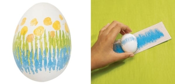 décoration œufs de Pâques peinture-acrylique-carton-ondulé