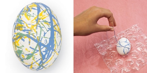 décoration œufs de Pâques peinture-acrylique-fils-laine