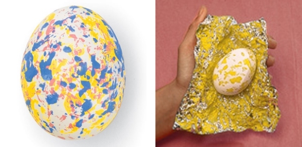 décoration œufs de Pâques peinture-acrylique-papier-alu