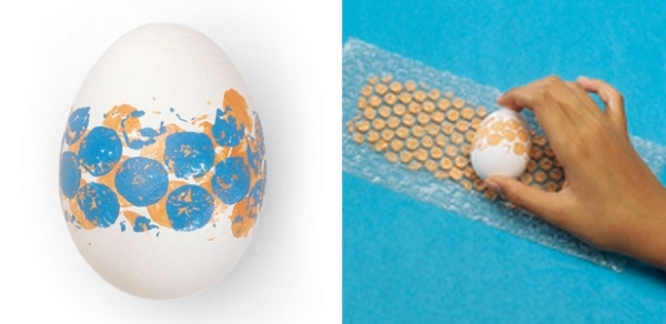 décoration œufs de Pâques peinture-papier-bulle