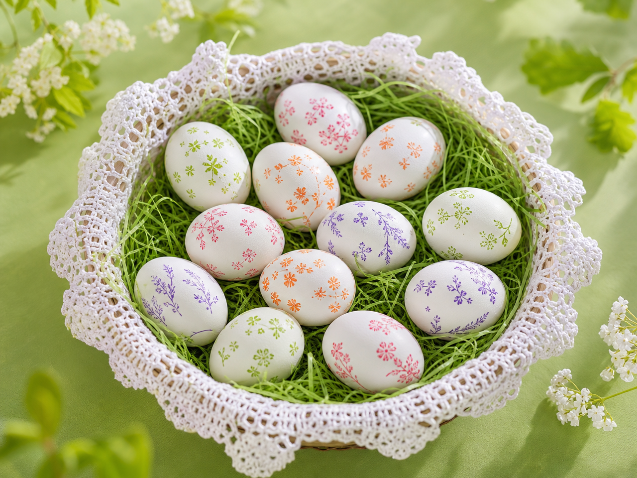 deco-Paques-panier-oeufs-motifs-floraux déco de Pâques