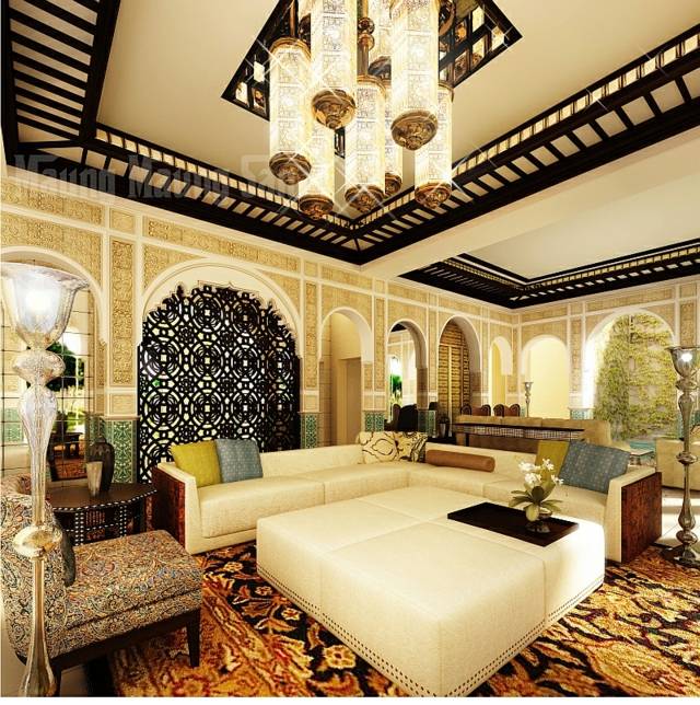 décoration salon marocain classique opulence luxe