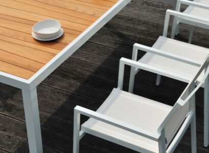 ensemble de meubles de jardin aluminium blanc bois