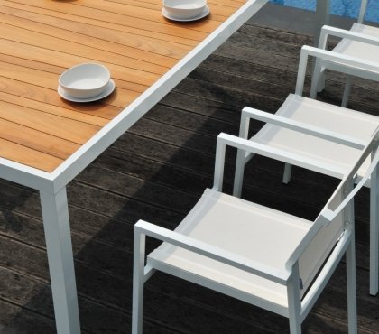 ensemble de meubles de jardin aluminium blanc bois
