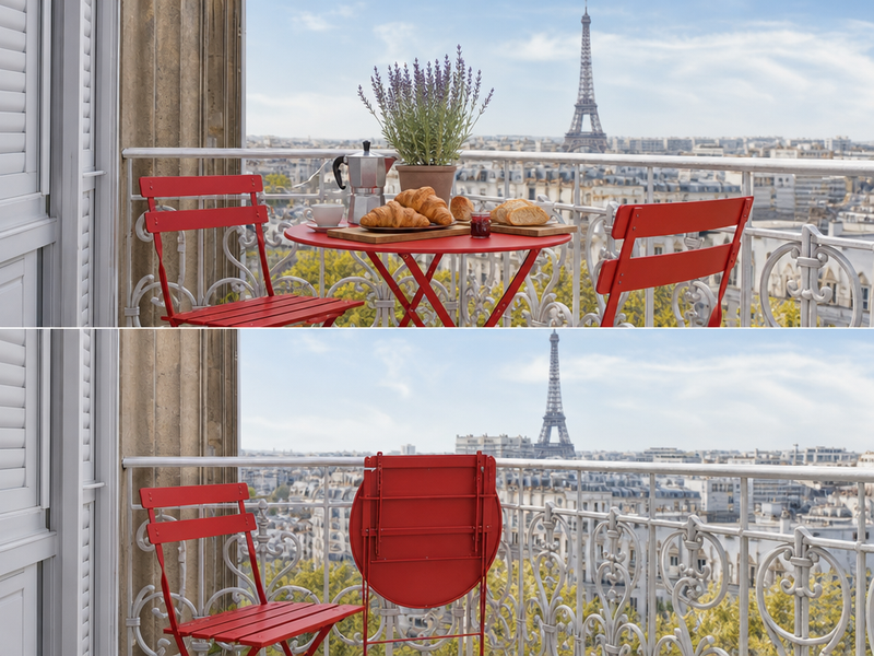 table rabattable -bois-peinte-rouge
