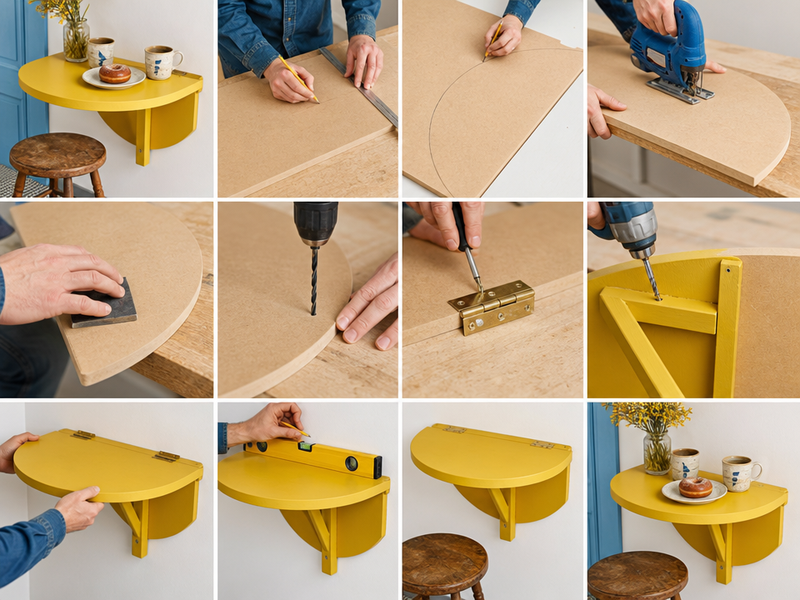 fabrication-étapes-table-pliante-murale-balcon armoire murale