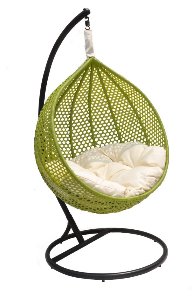fauteuil de jardin suspendu Ravelo-vert-blanc-noir