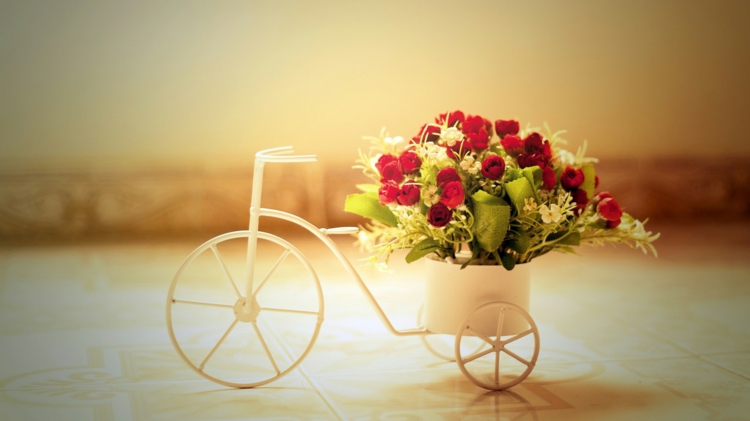 fleurs-st-valentin-vélo-décoratif-roses-rouges fleurs St-Valentin
