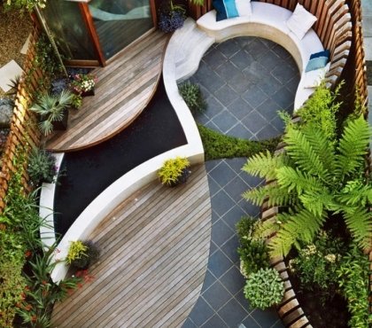 idée petite terrasse de jardin arrière-cour forme extraordinaire