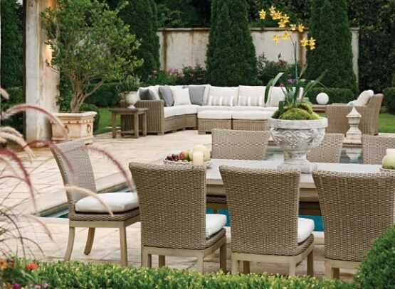 meubles de jardin résine tressée salon-coin-repas