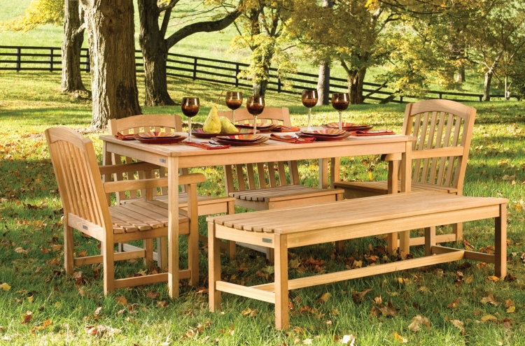 meubles de jardin teck table manger chaises banc