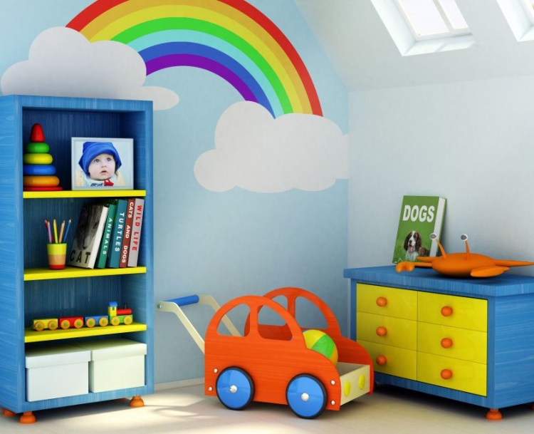 mobilier de chambre enfant bébé-garçon-couleurs-vives