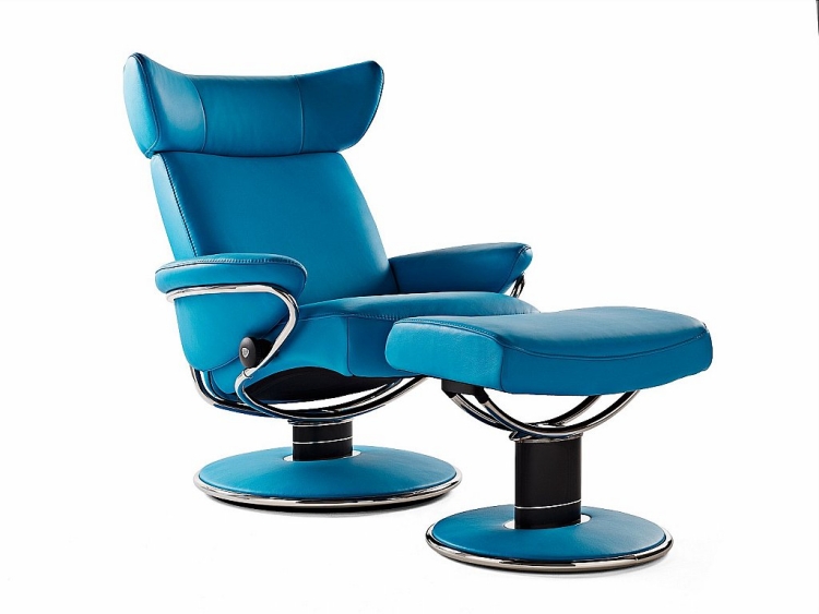 mobilier design ergonomique-chaise-repose-pieds-couleur-bleue
