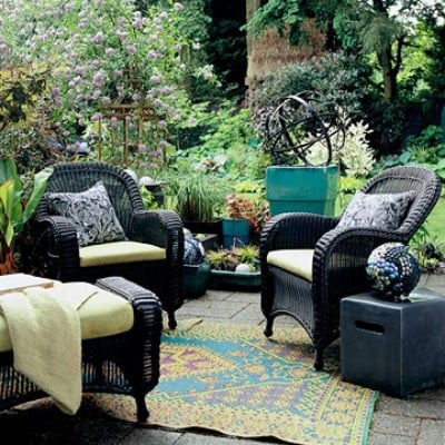 mobilier-jardin-rotin-noir-tapis mobilier jardin